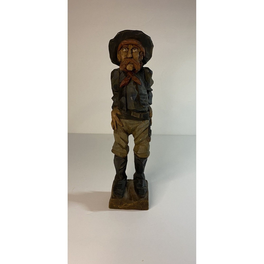 Bill Plunkett Hand-Carved Paint Wood Sculpture Figurine Western Cowboy Folk Art